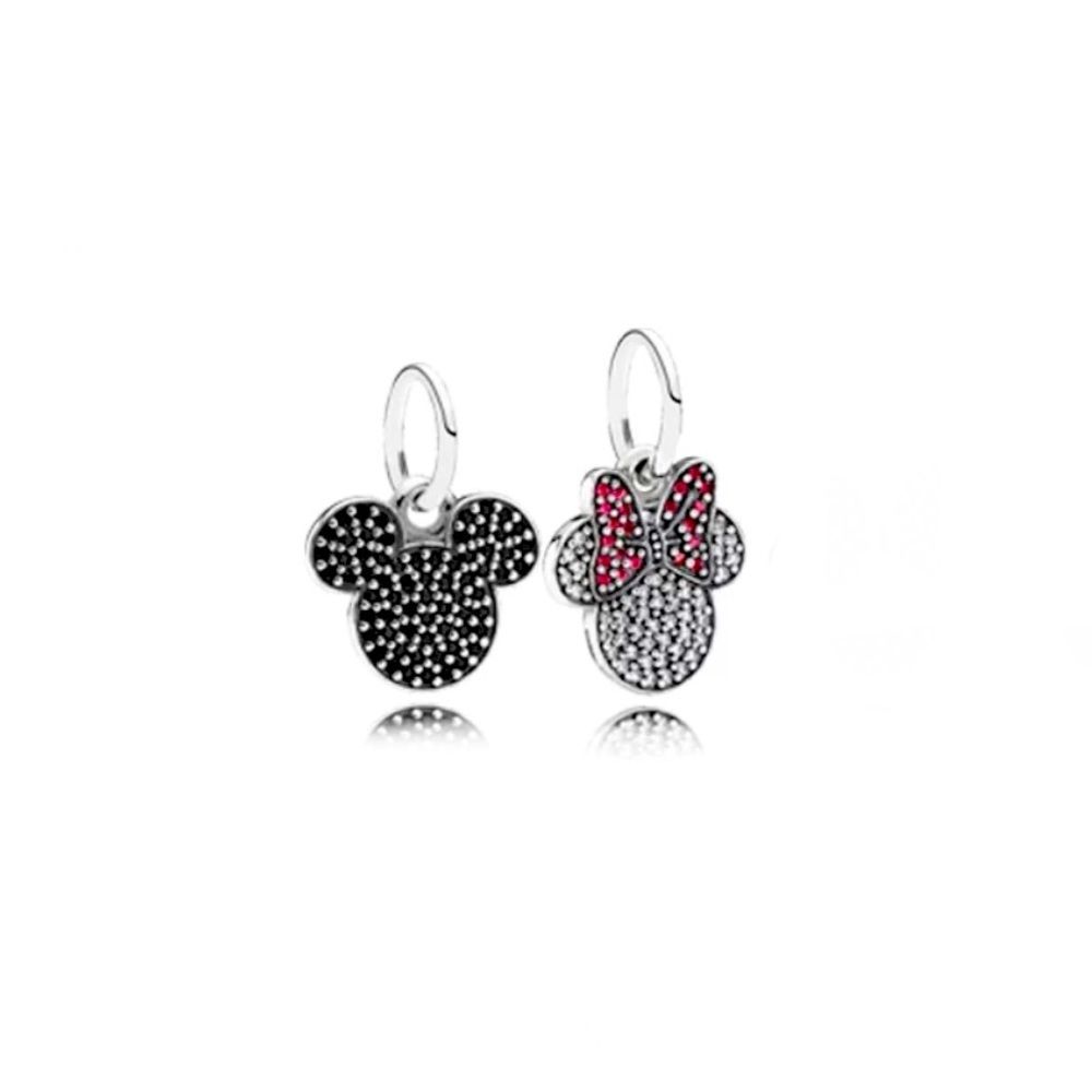 Minnie Mouse & Mickey Mouse Charm  Silver